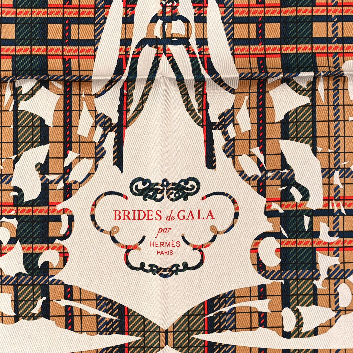 Silk Brides De Gala Tartan Pocket Square Ajaccio Beige Craie