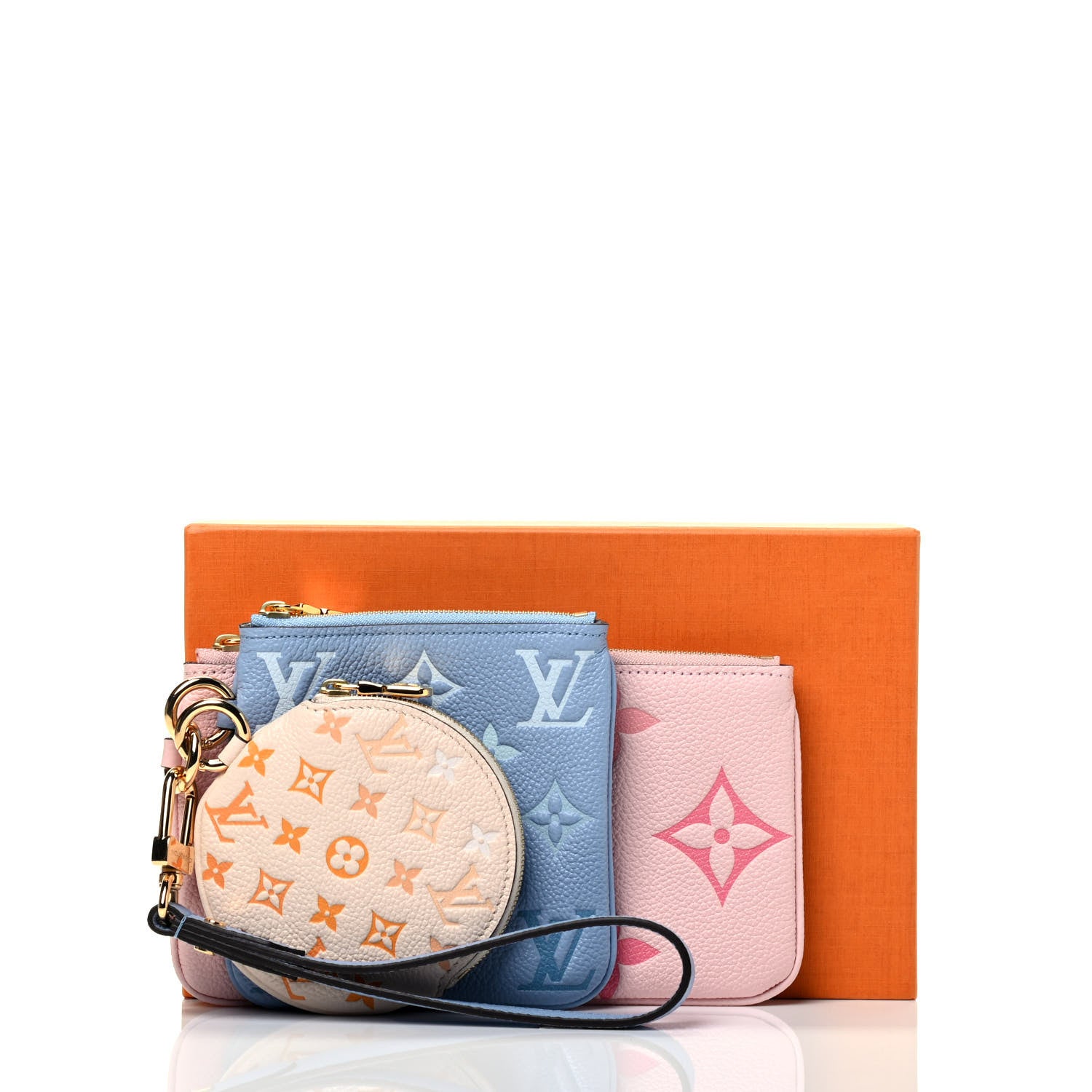 Louis Vuitton Empreinte Monogram Giant By The Pool Trio Pouch Rosebud Summer Blue Cream Saffron 9 of 9
