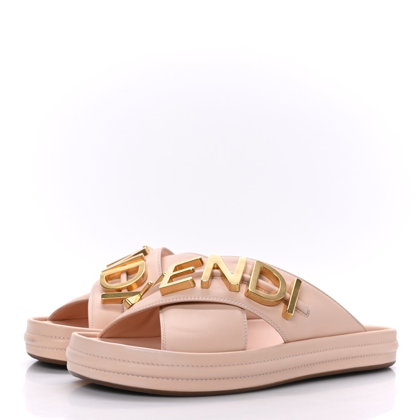 Vitello Womens Fendigraphy Slide Sandals 40 Light Rose