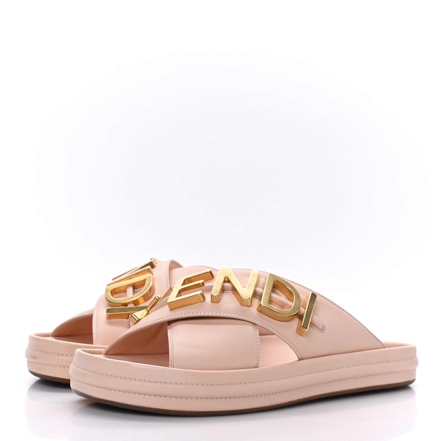 Fendi Vitello Womens Fendigraphy Slide Sandals 40 Light Rose 3 of 9