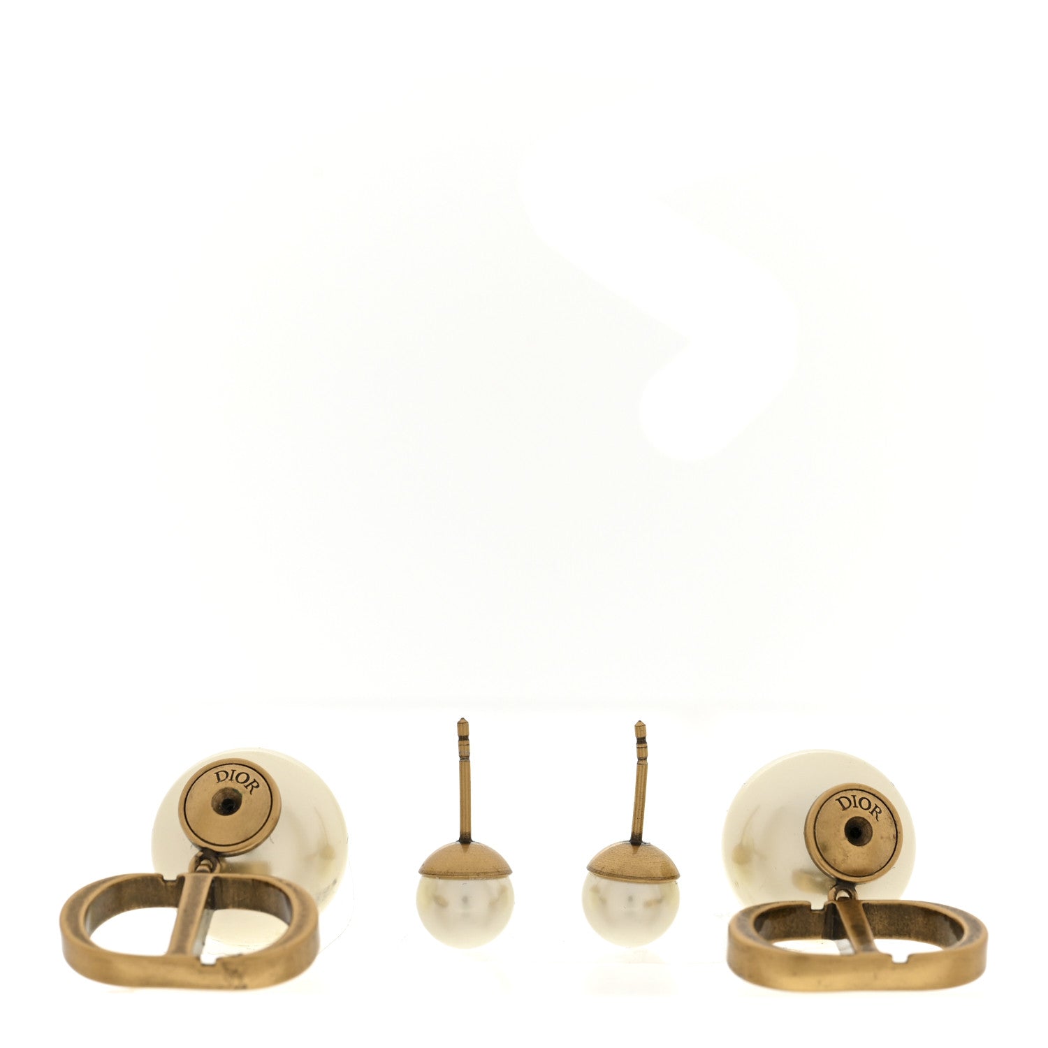 Christian Dior Metal Pearl Tribales Earrings Gold 1863683