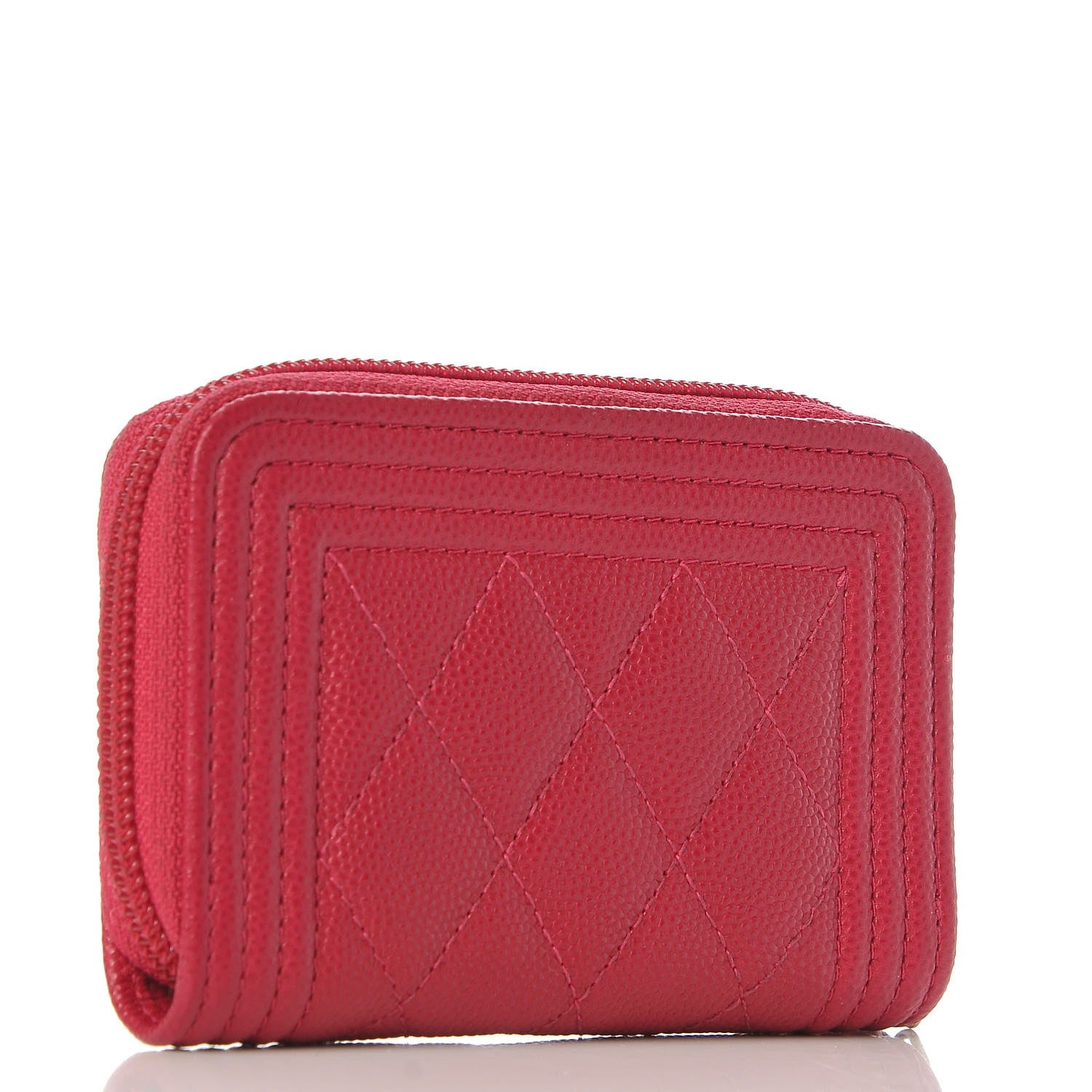 Chanel Caviar Quilted Boy Zip Around Coin Purse Wallet Fuchsia 3 of 8