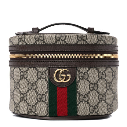 Gucci GG Supreme Monogram Textured Calfskin Web Ophidia Vanity Cosmetic Case Beige Ebony New Acero 1 of 11