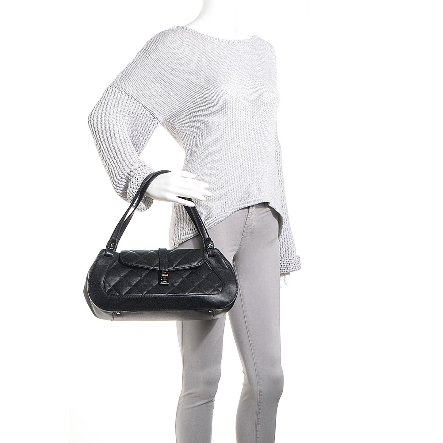 Caviar Quilted Mademoiselle Flap Bag Black