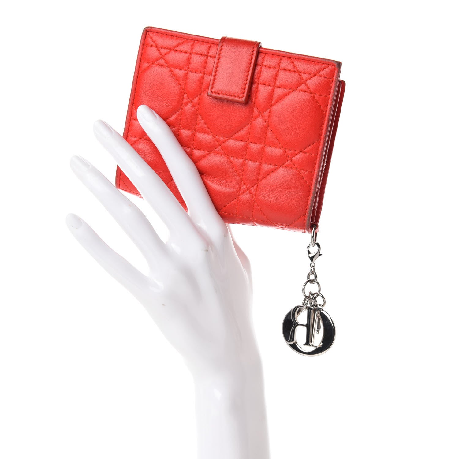 Christian Dior Lambskin Cannage Lady Dior Card Holder Red 2 of 12