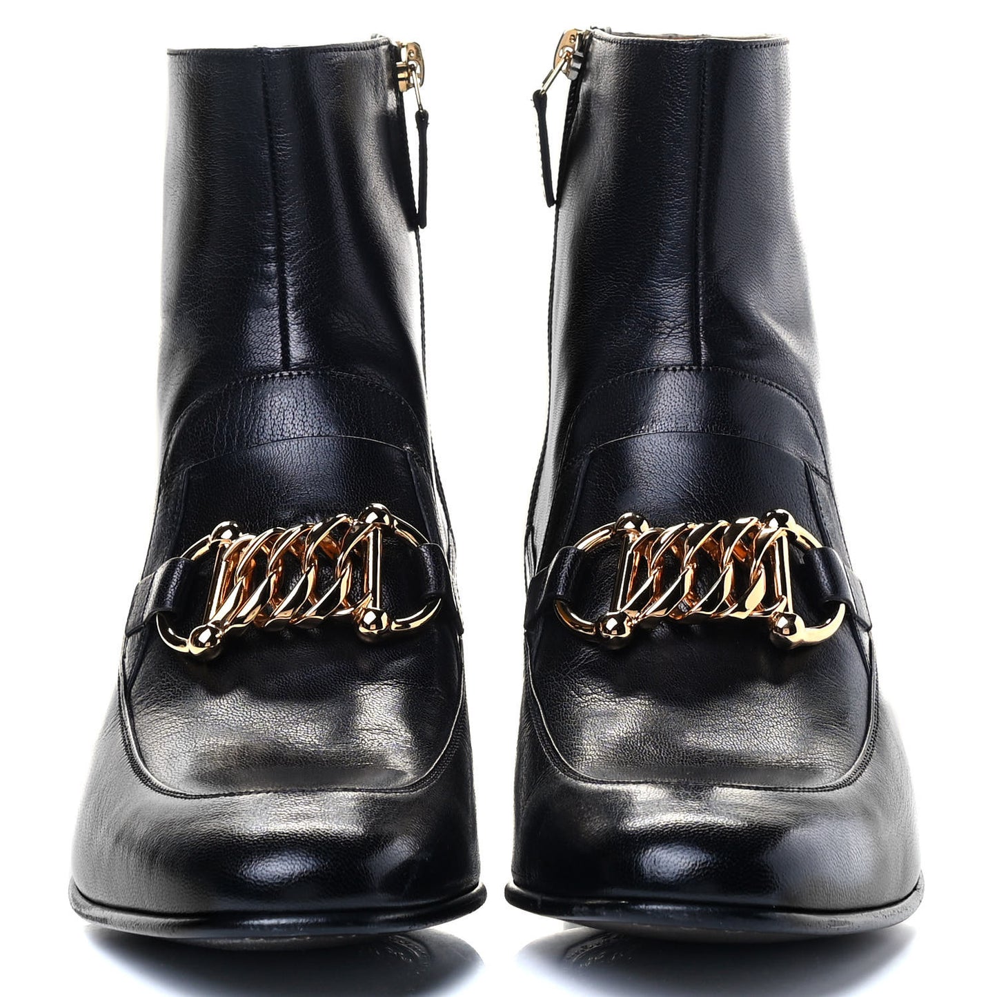Goatskin Mens Kitten Chain Horsebit Ankle Boots 7.5 Black
