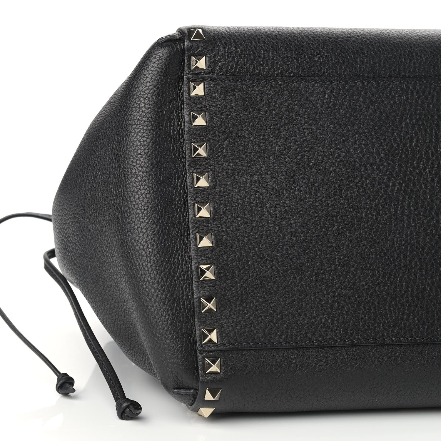 Valentino Garavani Grained Calfskin Rockstud Double Handle Cinch Tote Black 6 of 7