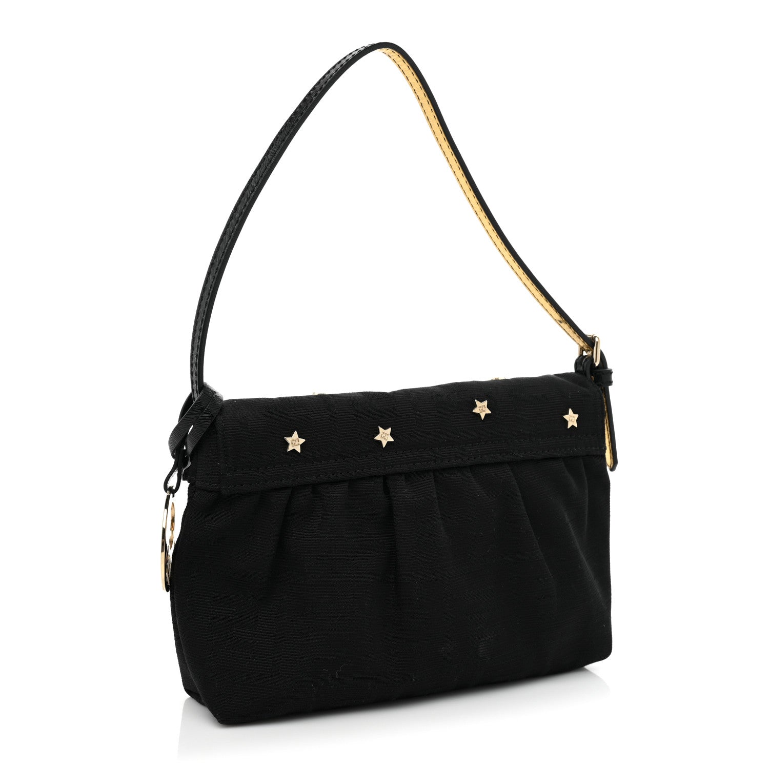 Fendi Zucca Laminata Mini Chef Star Shoulder Bag Black 3 of 9