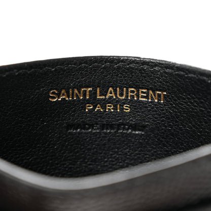 Saint Laurent Grain De Poudre Matelasse Chevron Monogram Credit Card Case Black 5 of 7