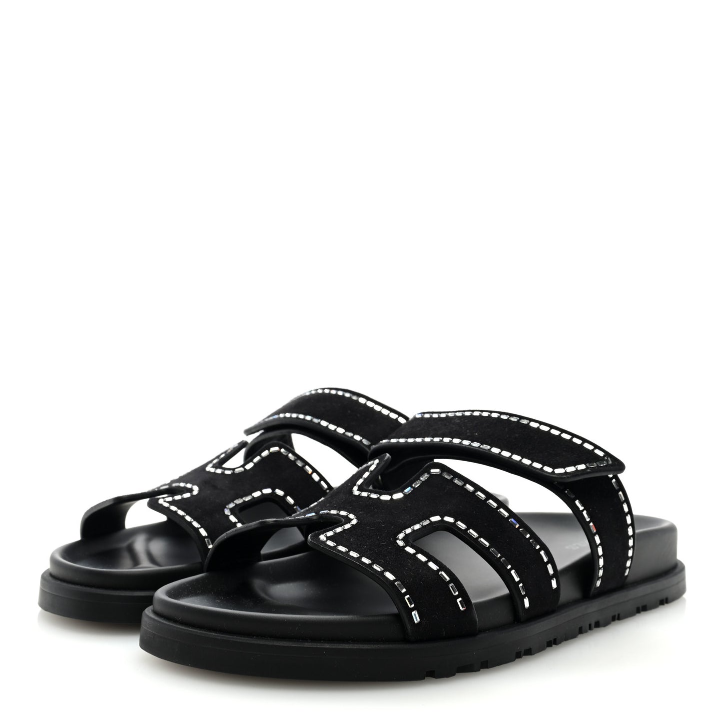 Suede Crystal Womens Chypre Sandals 37 Black