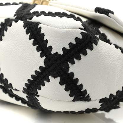Chanel Calfskin Crochet Medium Chanel 19 Flap White Black 4 of 8