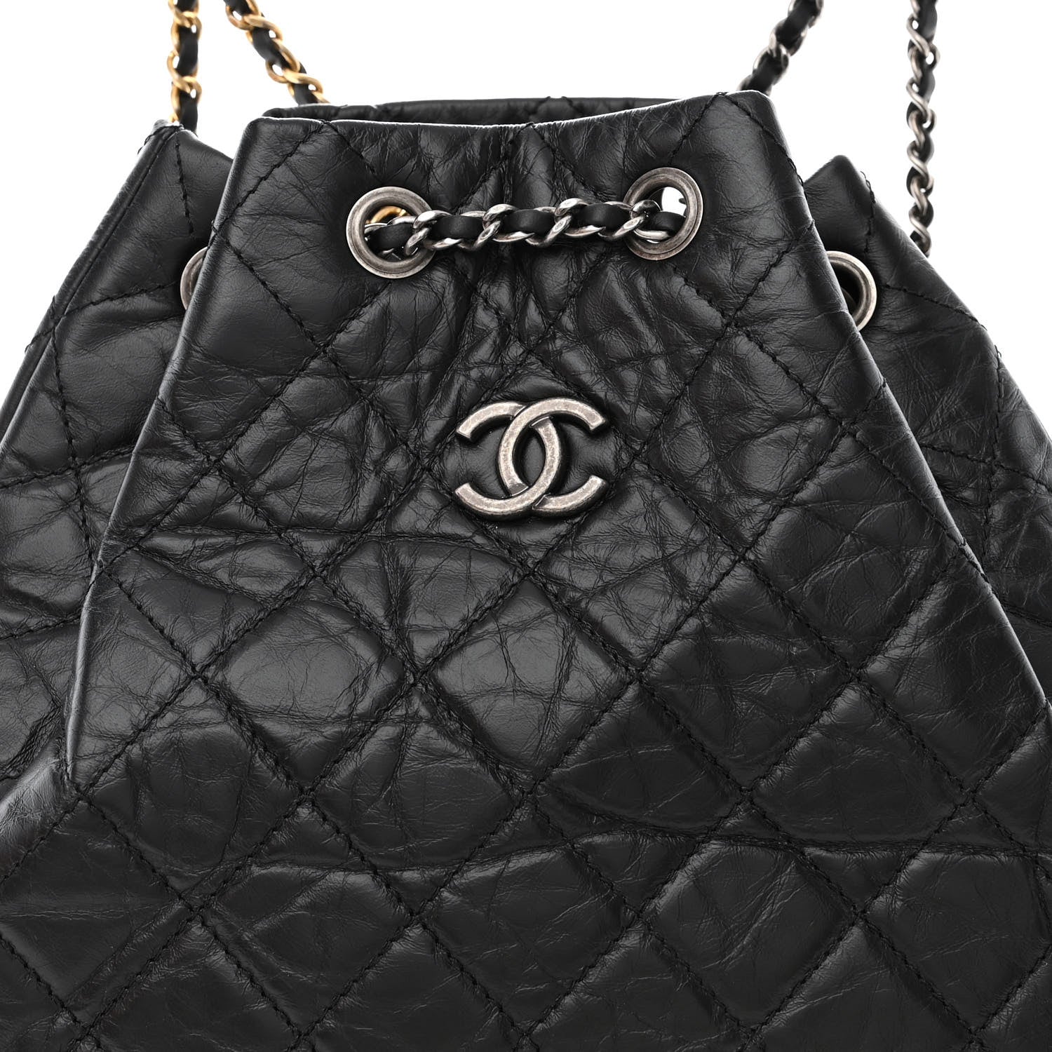 Chanel Aged Calfskin Quilted Gabrielle Backpack Black 8 of 11