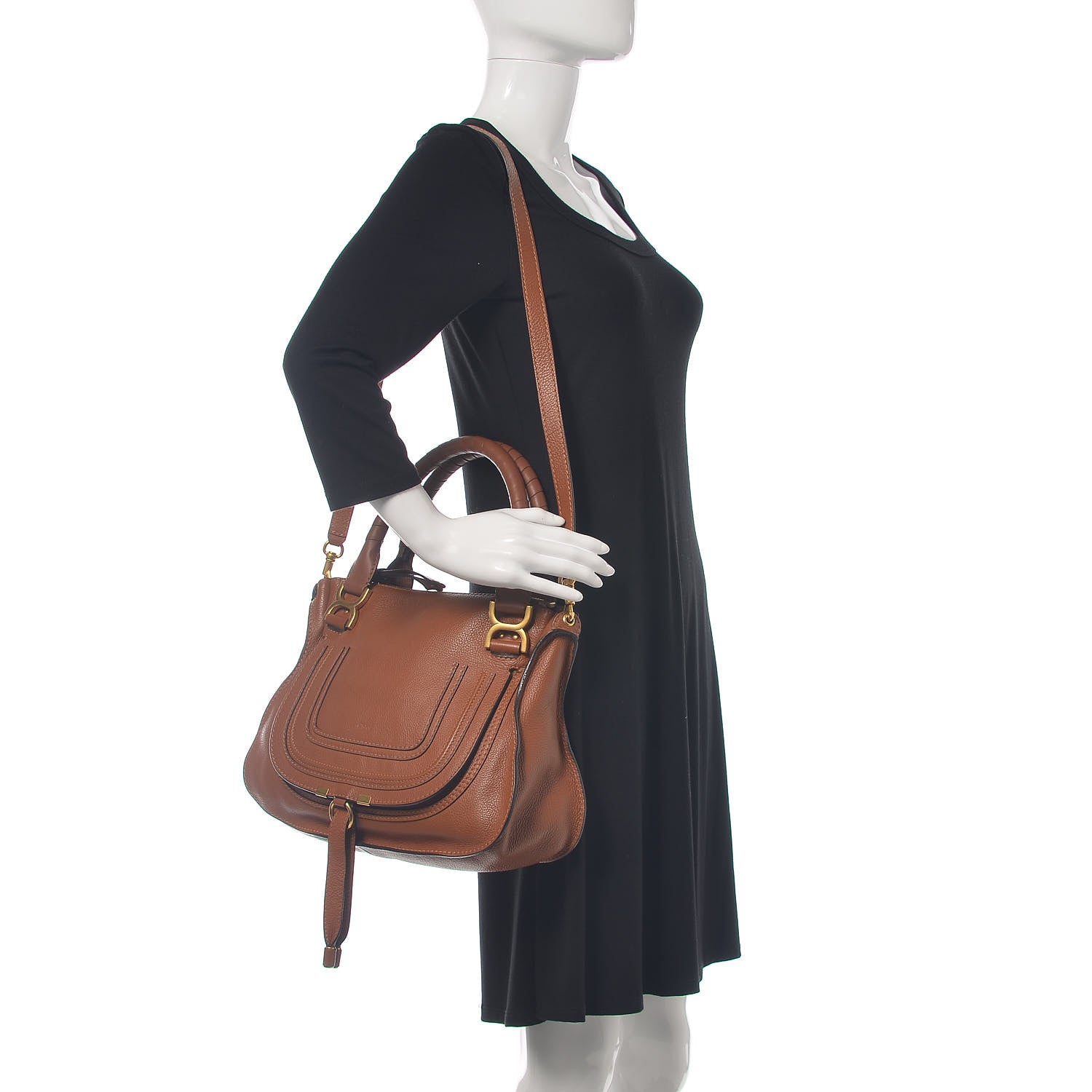Chloe Calfskin Medium Marcie Satchel Tan 2 of 9