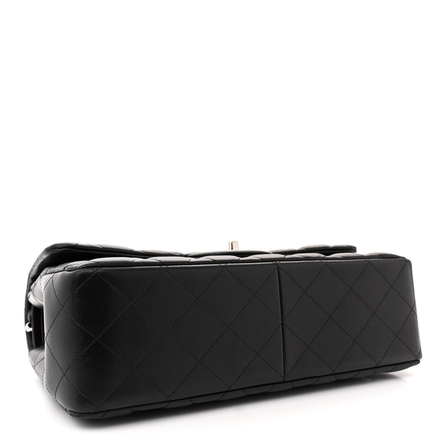 Lambskin Quilted Jumbo Double Flap Black