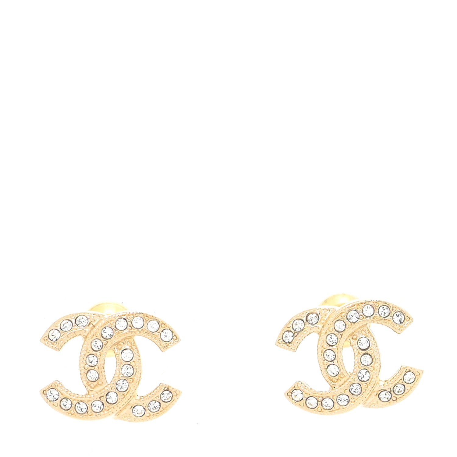 Chanel Crystal CC Earrings Gold 1 of 4