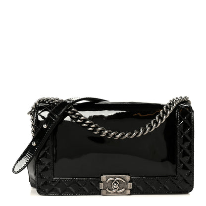 Chanel Patent New Medium Boy Reverso Flap Black 1 of 10