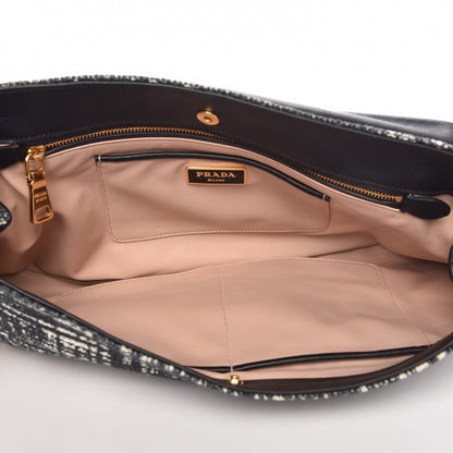 Prada Tweed Clutch Black White 5 of 7