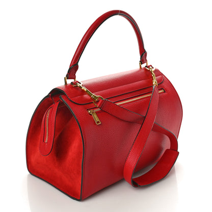 Celine Drummed Calfskin Suede Medium Trapeze Vermillion 3 of 9