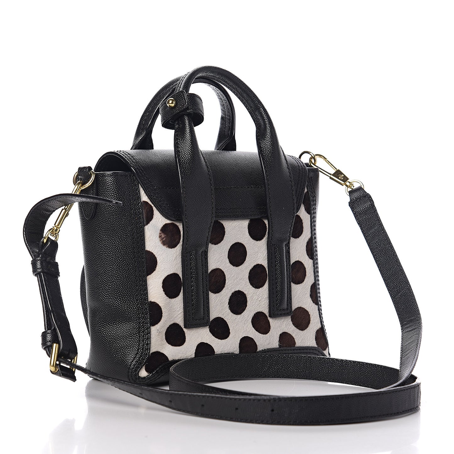 3.1 Calf Hair Polka Dot Mini Pashli Satchel Black