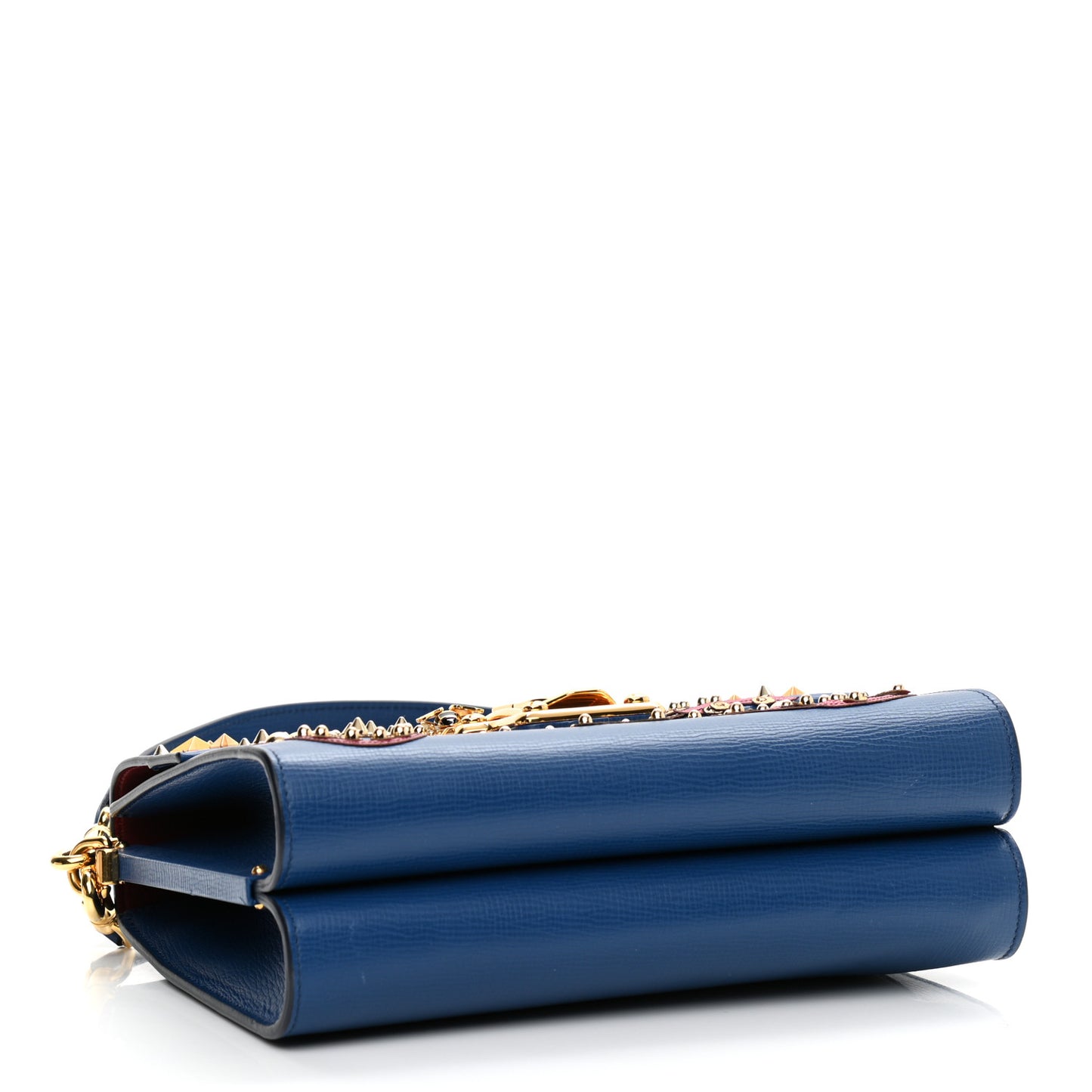 Calfskin Crystal Embellished Lucia Shoulder Bag Blue Multicolor