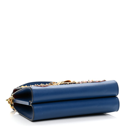 Dolce & Gabbana Calfskin Crystal Embellished Lucia Shoulder Bag Blue Multicolor 5 of 11