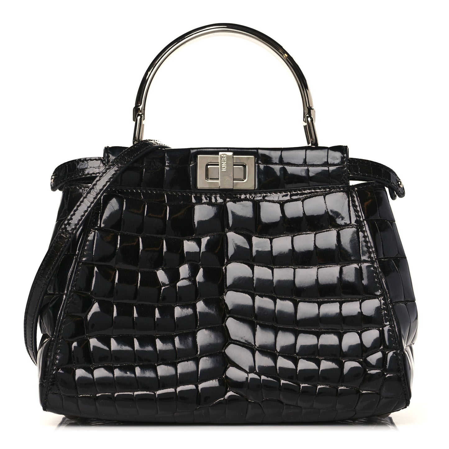 Crocodile Mini Peekaboo Iconic Satchel Black