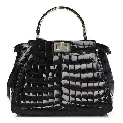 Fendi Crocodile Mini Peekaboo Iconic Satchel Black 1 of 10