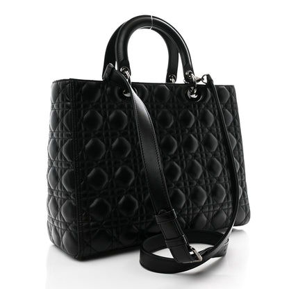 Christian Dior Lambskin Cannage Large Lady Dior Black 3 of 10