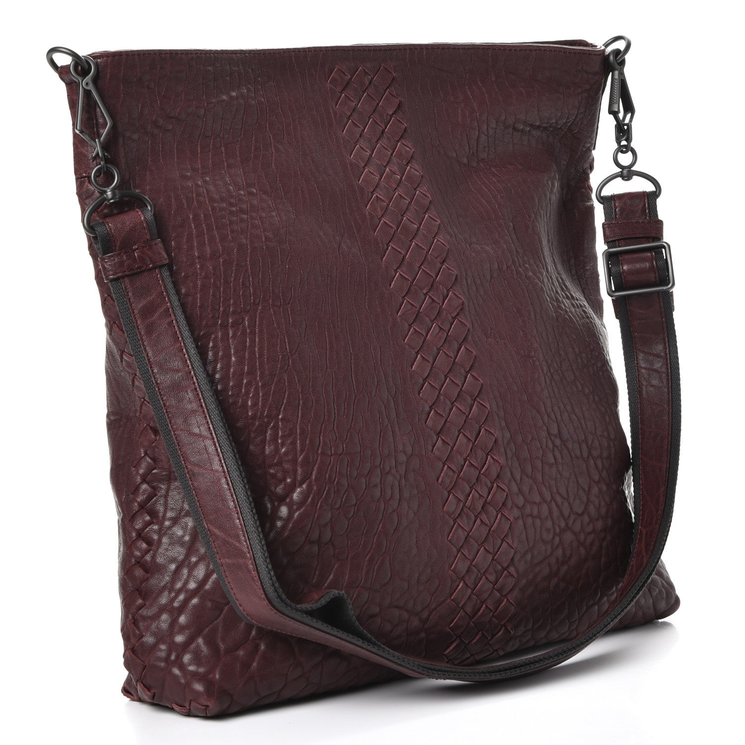 Bottega Veneta Lambskin Zip Top Messenger Bag Burgundy 3 of 9