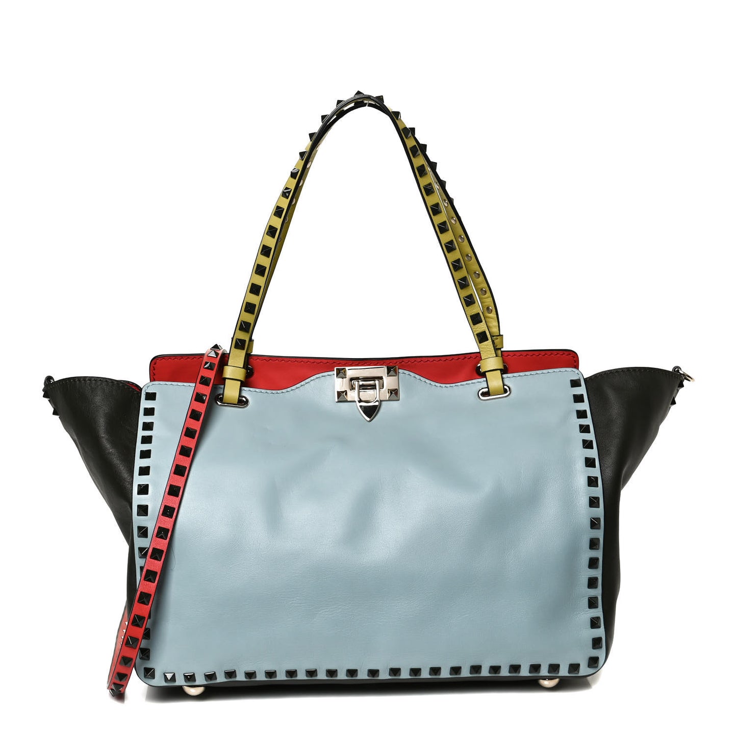 Vitello Colorblock Medium Rockstud Tote Multicolor