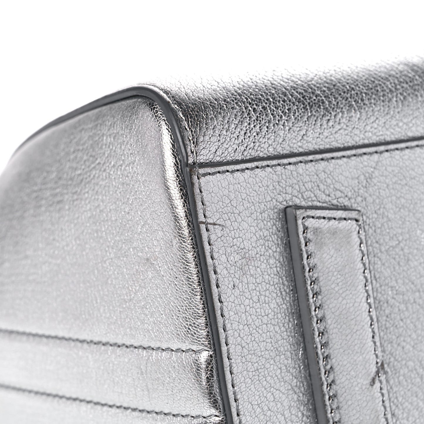 Metallic Sugar Goatskin Small Antigona Silver