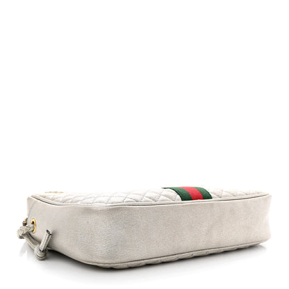 Gucci Laminated Nappa Web Trapuntata Small GG Shoulder Bag Argento 4 of 12