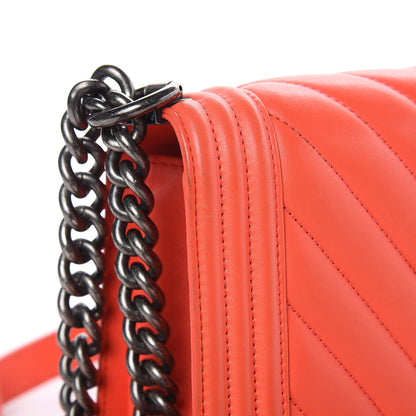 Chanel Calfskin Chevron Quilted Medium Boy Flap Coral 10 of 18