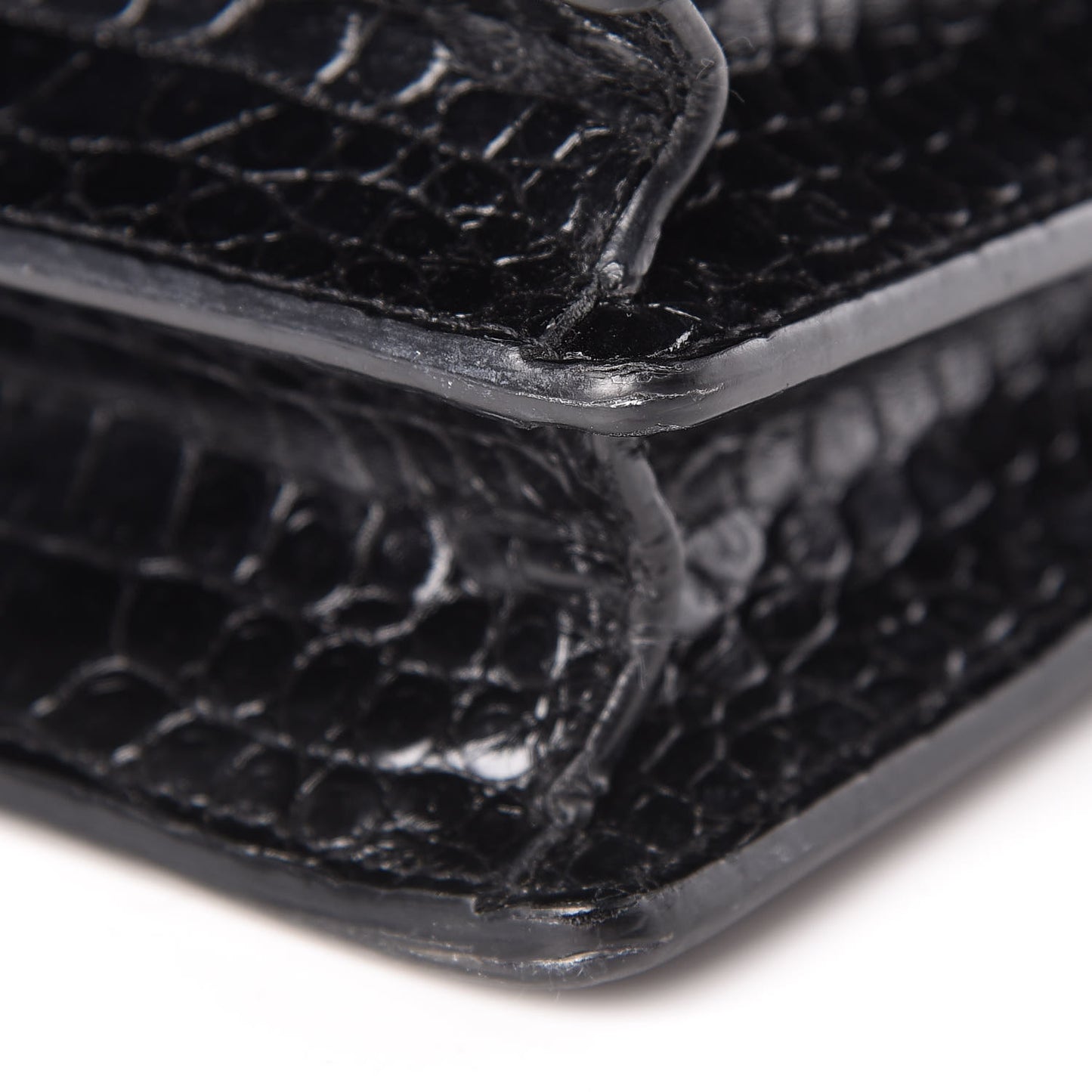 Calfskin Crocodile Embossed Medium Monochrome Monogram Sunset Black