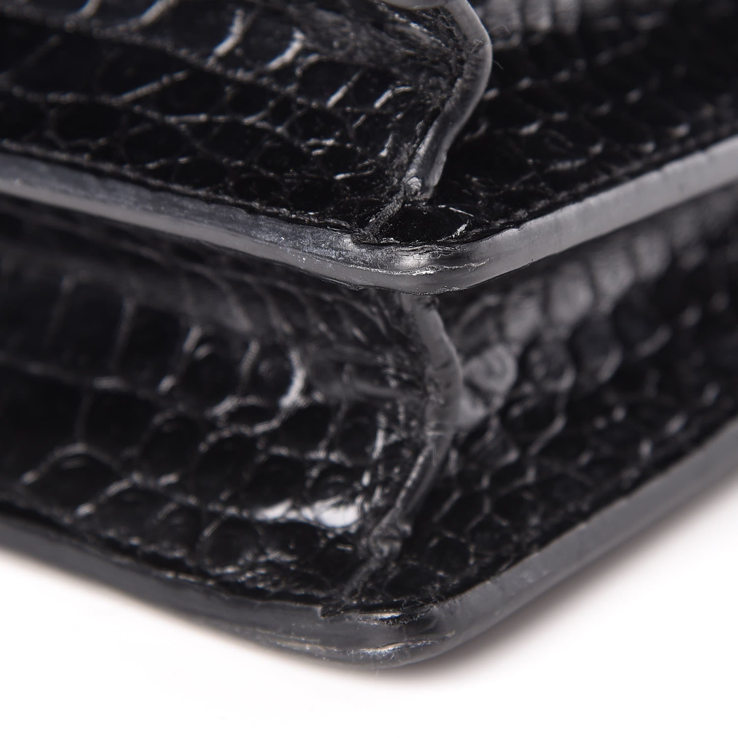 Saint Laurent Calfskin Crocodile Embossed Medium Monochrome Monogram Sunset Black 16 of 22