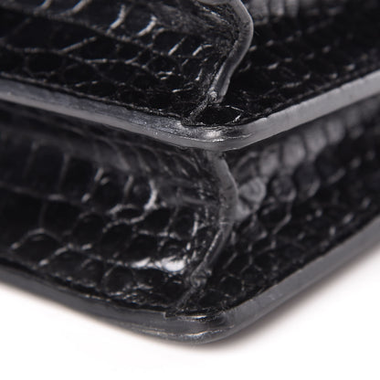 Saint Laurent Calfskin Crocodile Embossed Medium Monochrome Monogram Sunset Black 16 of 22