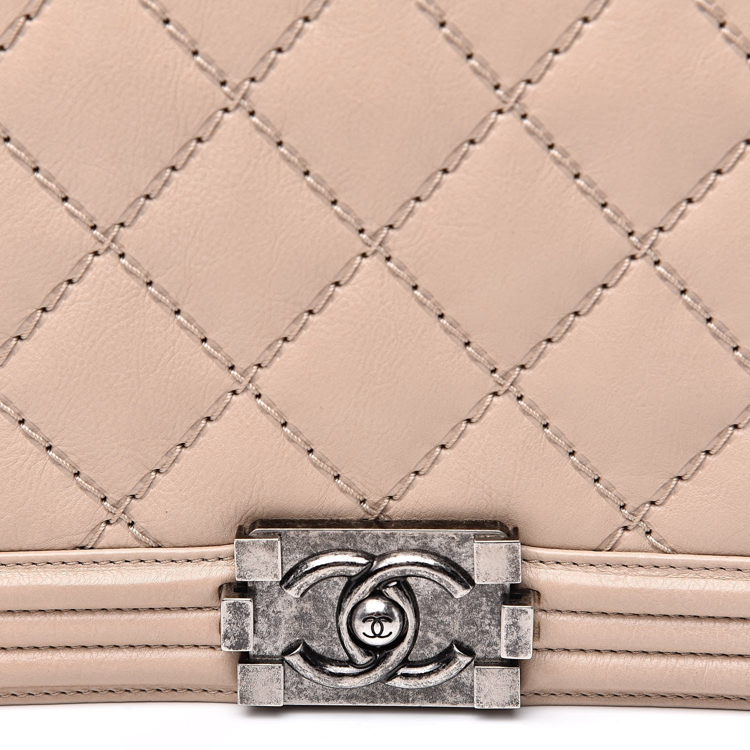 Chanel Calfskin Quilted Double Stitch New Medium Boy Flap Beige 10 of 15
