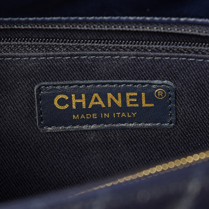Chanel Calfskin Chevron Quilted Medium Coco Handle Flap Blue 6 of 10
