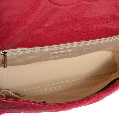 Chanel Glazed Caviar Medium Nature Flap Bag Red 5 of 9