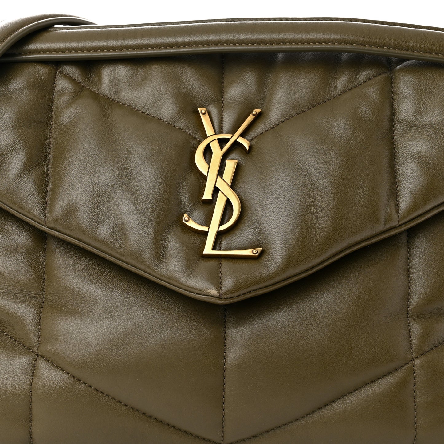 Lambskin Quilted Medium Loulou Puffer Monogram Chain Satchel Seaweed