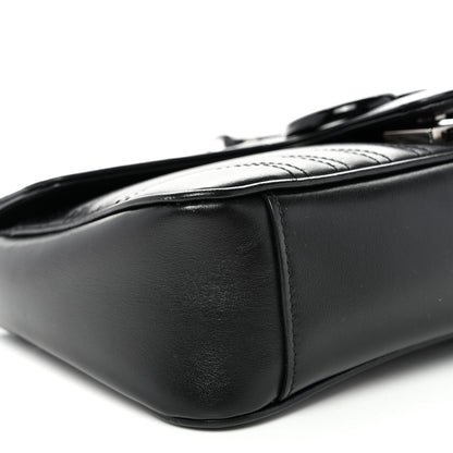Gucci Calfskin Matelasse Monochrome Small GG Marmont Shoulder Bag Black 9 of 10
