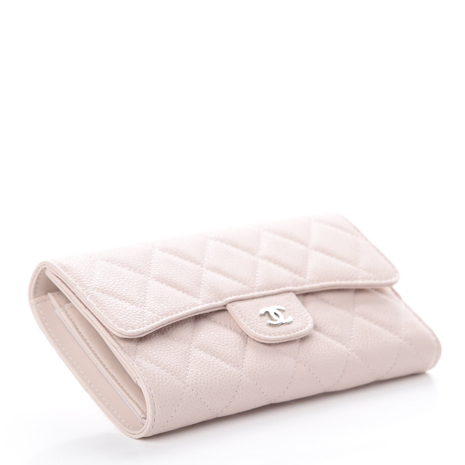 Chanel Caviar Quilted Long Gusset Flap Wallet Light Pink 3 of 7