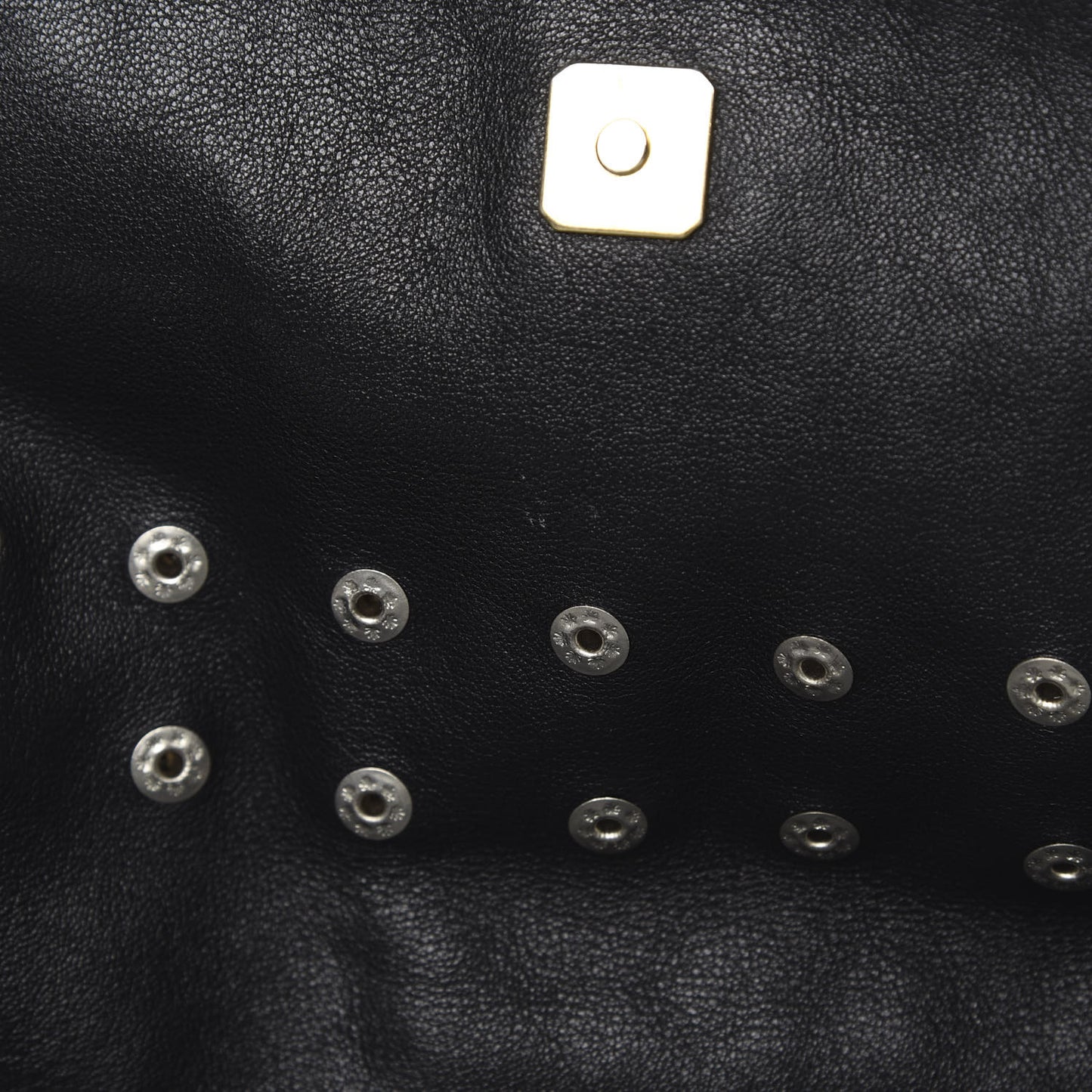 Lambskin Studded Large Chef Shoulder Bag Black