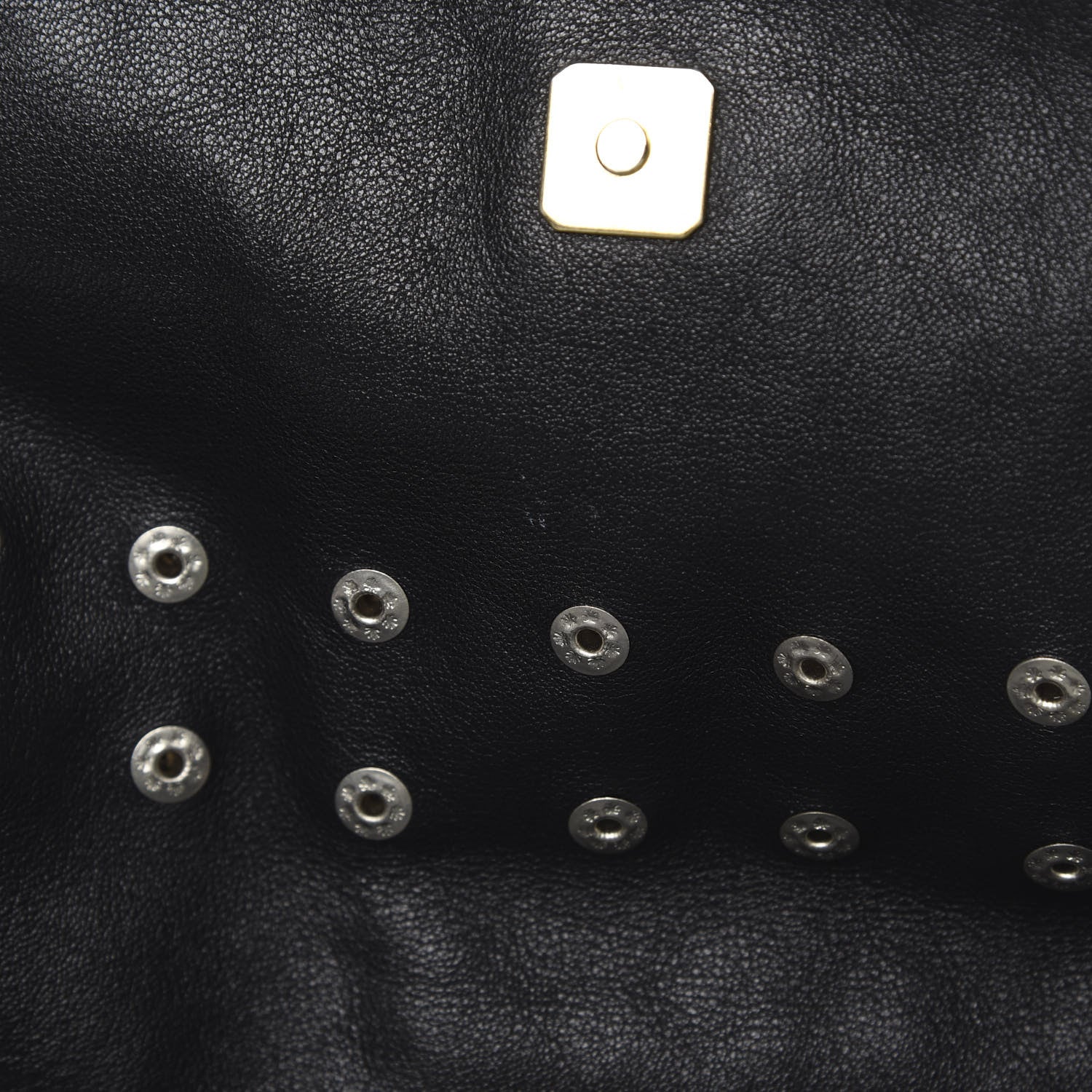Fendi Lambskin Studded Large Chef Shoulder Bag Black 12 of 12
