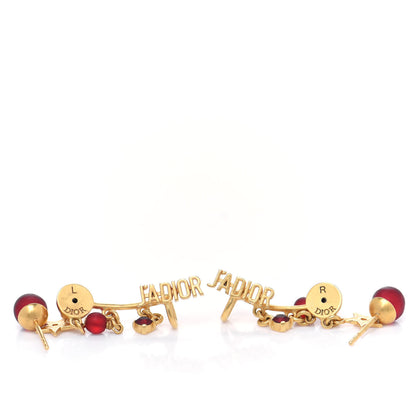 Christian Dior Pearl Crystal J'Adior Earrings Aged Gold Red 3 of 3