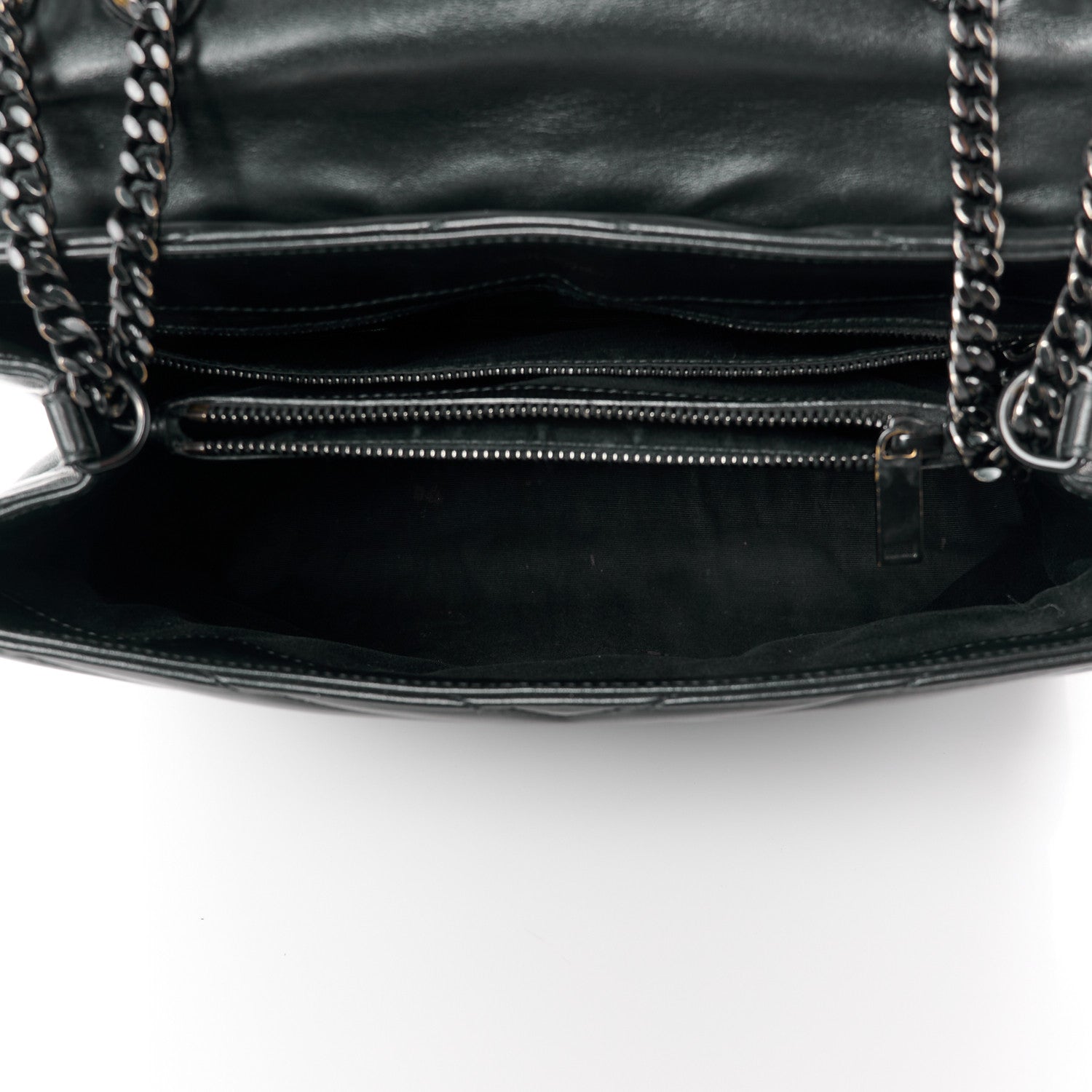 Saint Laurent SAINT LAURENT Calfskin Y Quilted Monogram Monochrome Medium Loulou Chain Satchel Black 5 of 14