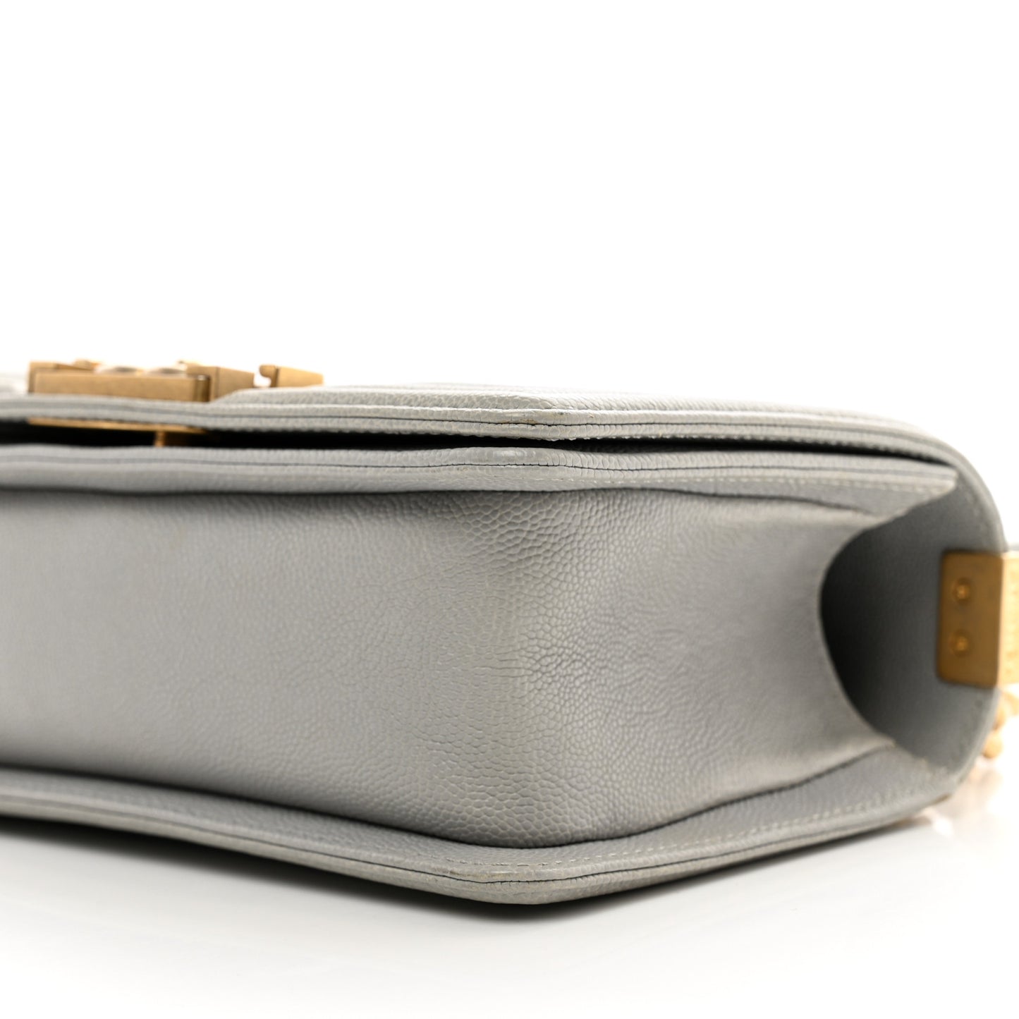 Caviar Quilted Small Boy Flap Light Grey