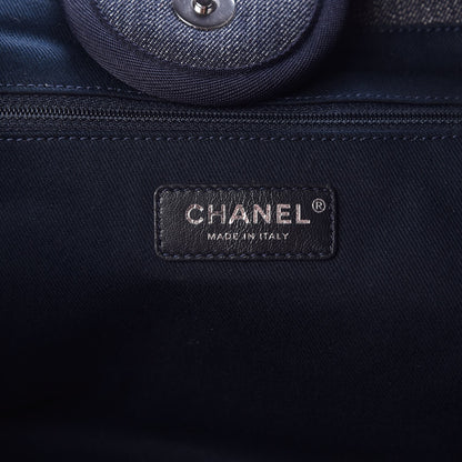 Chanel Denim Large Deauville Tote Dark Blue 7 of 8