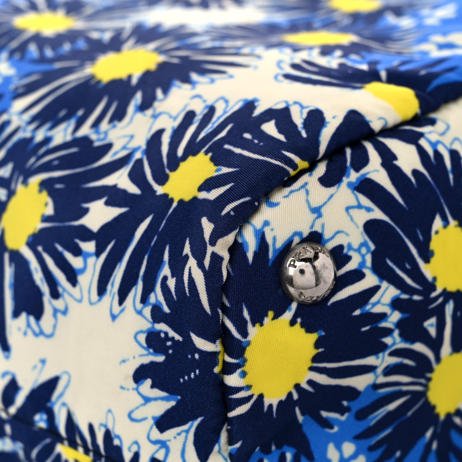 Prada Tessuto Nylon Saffiano Floral Print Tote Bluette Dis Primule 6 of 12