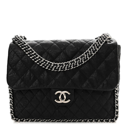 Chanel Washed Lambskin Quilted Maxi Chain Around Flap Black 1 of 11